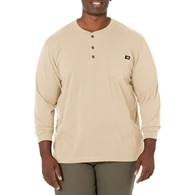 Image of Dickies Men&#039;s Big Tall Long Sleeve Heavyweight Henley, Desert Sand, Medium