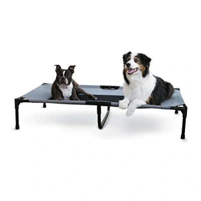 Image of K&amp;H Pet Products Cooling Elevated Dog Bed Outdoor Raised Cot with Washable Breathable Mesh, No Slip Rubber Feet, Portable Indoor Outdoor, X Large Grey/Black Mesh