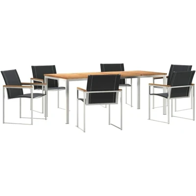 Image of vidaXL 7 Piece Garden Dining Set in Solid Wood Acacia