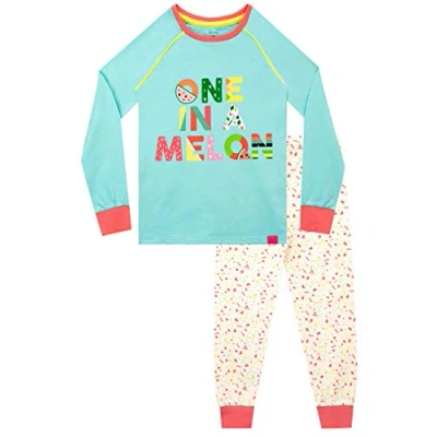 Image of Harry Bear Girls Tropical Melon Pyjamas Snuggle Fit Blue Age 8 to 9 Years