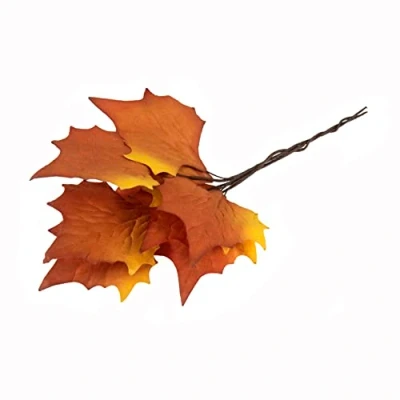 Image of 9 Paper Maple Leaves on Wire Wedding Autumn Wreath Craft Decoration Greenery