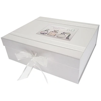 Image of WHITE COTTON CARDS P60LK 60th Birthday, Large Keepsake Box, Perfume Bottles, Wood, 27.2 x 32 11 cm
