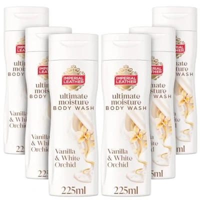 Image of Imperial Leather Ultimate Moisture Vanilla &amp; White Orchid Body Wash, Ultra Rich Lather Soothing Fragrance, Suitable for Sensitive Skin, Vegan Cruelty Free (225ml), Multipack 6 x 225ml