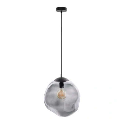 Image of TK Lighting Sol glass pendant light, Ø 35cm, black/smoke grey
