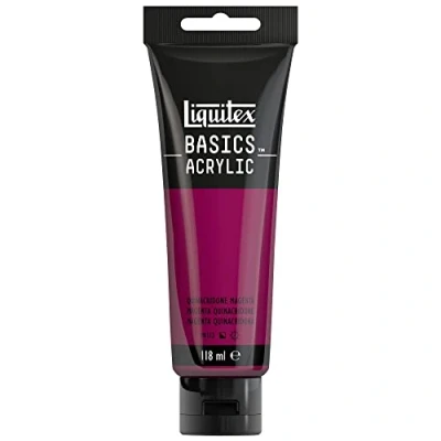 Image of LIQUITEX 8870010 Basics Acrylic Paint, Quinacridone Magenta, 118 ml Tube