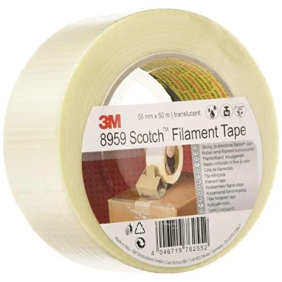 Image of Scotch Bi Directional Filament Tape 8959, Heavy Duty, 50 mm x m, 0.15 thick, Translucent