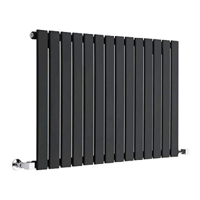 Image of Milano Alpha Black Horizontal Single Flat Panel Radiator 635mm x 980mm