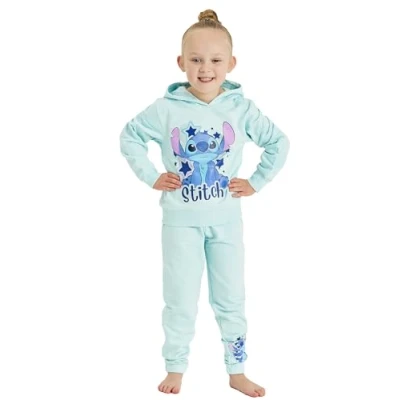 Image of Disney Girls Lilo &amp; Stitch Hoodie Joggers Tracksuit Hoody Bottoms (Lilo Stitch, 11 12 Years)