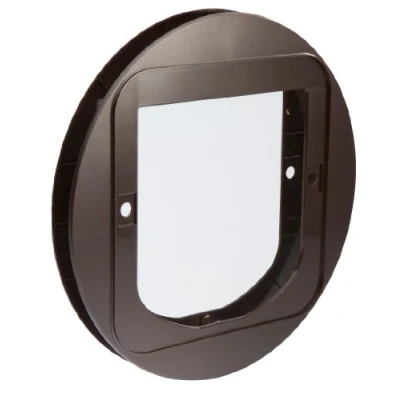 Image of Sure Petcare SureFlap Pet Door Mounting Adaptor, Used with Microchip Cat Flap and DualScan Flap, Install in Glass Doors Windows, Covers Holes, Brown