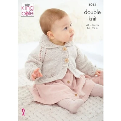 Image of King Cole Double Knit Baby DK Knitting Pattern Lace Jacket Cardigan &amp; Blanket (6014)