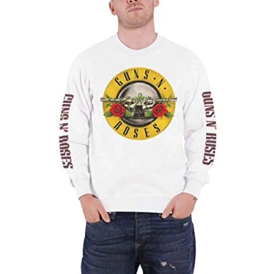Image of HeyRusty Guns N&#039; Roses Sweatshirt Classic Band Logo Official White Unisex S