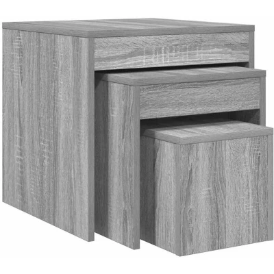 Image of vidaXL Nesting Tables 3 pcs Grey Sonoma Engineered Wood