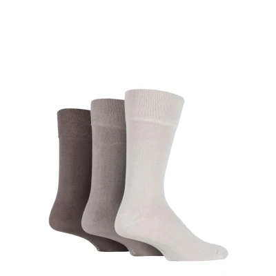 Image of 3 Pair Beige Plain Comfort Cuff Socks Men&#039;s 7 11 Mens Glenmuir