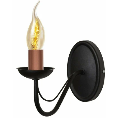 Image of Helam Malbo Candle Wall Lamp Black, Copper 25cm