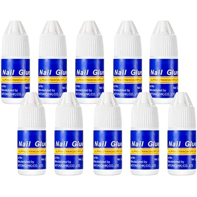 Image of 10 PCS Extra Strong Nail Glue, Quick Dry Super Tip Adhesive Bond Glue Salon Professional Quality for Applying Artificial Tips Manicure Supplies (Nail glue)