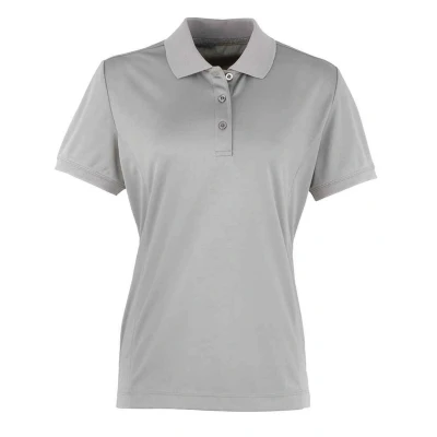 Image of Premier Womens/Ladies Coolchecker Pique Polo Shirt (Silver) Size 16 UK