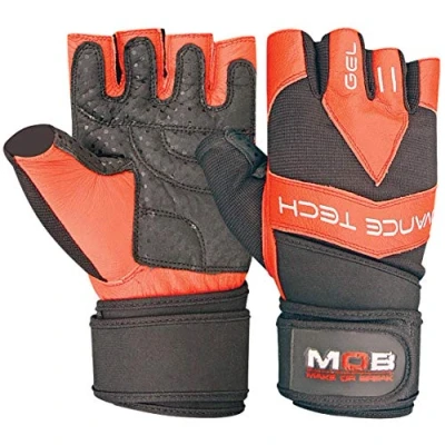 Image of Workout Gym Gloves with Wrist Wrap Support Palm Protection Breathable for Training Weight Lifting, Fitness, Exercise, Bodybuilding, Powerlifting (Red, X Large)