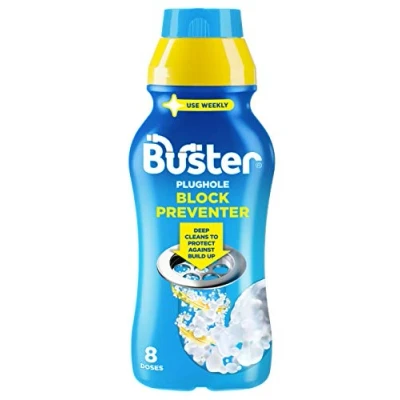 Image of Buster Plughole Block Preventer, 500ml, Prevent Blockages in Bathrooms and Kitchens Deep Clean to Protect Against Build Up For Use All Plugholes, Pipes Overflows