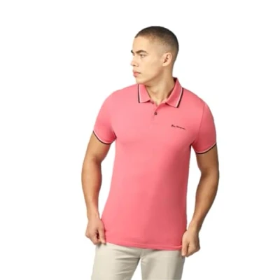 Image of Ben Sherman Mens Polo T Shirt &#039;Signature Polo&#039; (Dark Pink) Medium