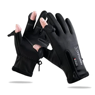 Image of NewDoar Winter Gloves Fishing for Men and Women 2 Finger Cut Flexible Ideal Photography Fly Ice Running Touch Screen Hiking Jogging Cycling