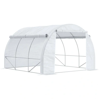 Image of Outsunny Polytunnel Greenhouse Pollytunnel Tent w/Steel Frame Zippered Door Windows845 612V02WT
