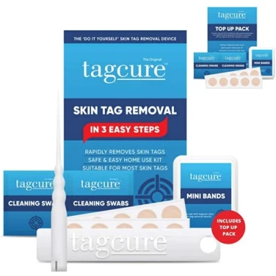 Image of Tagcure Skin Tag Removal Kit For Easy (Includes Tags Remover &amp; Additional Band Refill Pack)