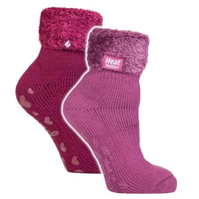 Image of HEAT HOLDERS 2 Pack Ladies Bed Socks Womens Cosy Lounge Warm Winter Fleece Sleep (4 8, HHL03 / HHL04)