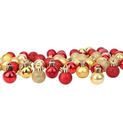 Image of Toyland® Set of 64 Mini Christmas Baubles 32 Red Gold 2.5cm (25mm)