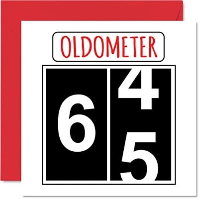 Image of Fun 65th Birthday Cards for Men Woman Oldometer Happy Card Dad Mum Grandad Nanny Grandma Gran Uncle Auntie Cousin, 145mm x Greeting Cards,