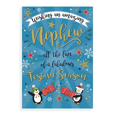 Image of Piccadilly Greetings Modern Christmas Card Nephew 9 x 6 inches, A41336