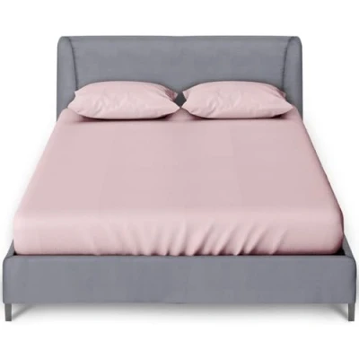 Image of Comfy King Fitted Sheet, Wrinkle Free Plain Bedding Percale Bedsheet, Polycotton Size Sheets, Pink