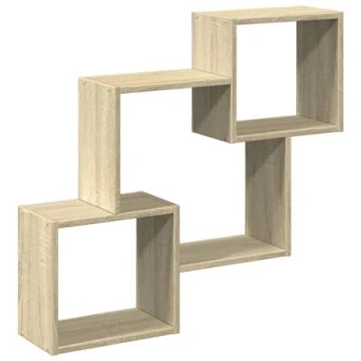 Image of vidaXL Wall Cabinet Floating Storage Unit, Sonoma Oak, Engineered Wood, 78x18x71 cm, Bedroom/Home Decor