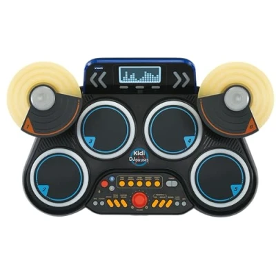 Image of VTech Kidi DJ Drums, Light up Electronic Drum Kit for Kids, with 4 2 Cymbals, Sticks, Bluetooth, Coach Mode and More, Music Toy Ages 5, 6, 7Plus Years, English Version