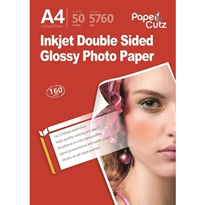 Image of PaperCutz A4 Double Sides Gloss Inkjet Photo Paper 160Gsm 100 Sheets