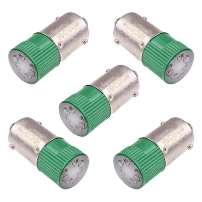 Image of Green LED BA9S Bayonet Bulb 230V (Pack of 5)