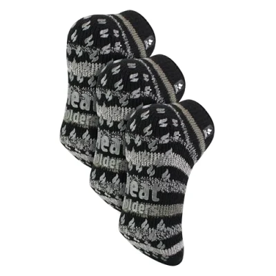 Image of HEAT HOLDERS 3 Pair Multipack Mens Low Cut Ankle Thermal Slipper Socks for Winter (6 11, Black Stripe)