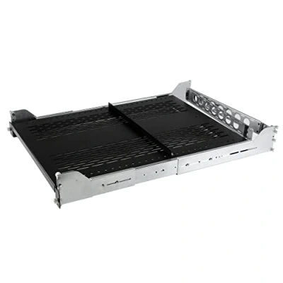 Image of StarTech.com 2U Vented Sliding Server Rack Shelf w/ Cable Management Arm 27.7 to 31.6in Adjustable Mounting Depth 50lb 19 Tray for Equipment 24in Deep (UNISLDSHF192)