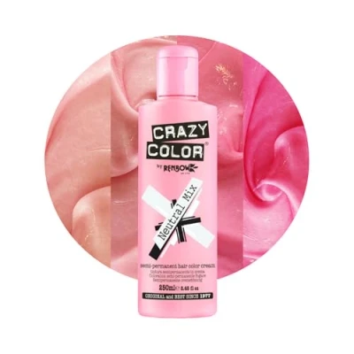 Image of Crazy Color Neutral Mix Pasteliser. Transform a Semi Permanent Hair Dye into Custom Gloss/Glaze. Pastelise Vibrant Colour to Pastel Shades. 250ml.