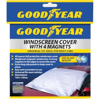Image of Goodyear Magnetic Car Windscreen Cover Protect from Snow Frost Freezing Windshield 4 High Powered Magnets Double Protection Side Flaps