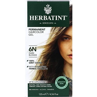 Image of Pack of 1 x Herbatint Permanent Herbal Haircolour Gel 6N Dark Blonde 135 ml