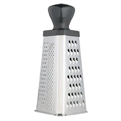 Image of KitchenCraft Box Grater with Pyramid Design, Stainless Steel, 20 cm, Silver/Black