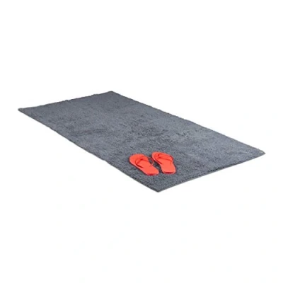 Image of Relaxdays Bath Mat in 80 x 150 cm, Washable Bathroom Rug, Carpet for Heated Floors, Grey