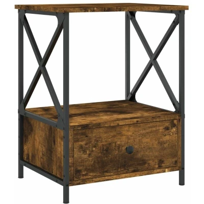 Image of vidaXL Bedside Table Smoked Oak 50x41x65 cm Engineered Wood