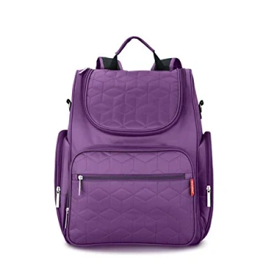 Image of SONARIN Multifunction Baby Nappy Changing Backpack with Mat and Stroller Strap,Diaper Bag,Travel Organizer,Waterproof, Large Capacity, Stylish Durable(Purple)