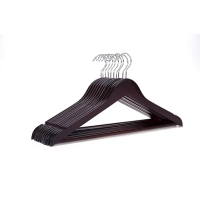 Image of 1ABOVE Grade A Strong Natural Wooden Cloth Hangers, Non Slip Trouser bar, Shoulder Notches, Premium Coat Hangers (BROWN)