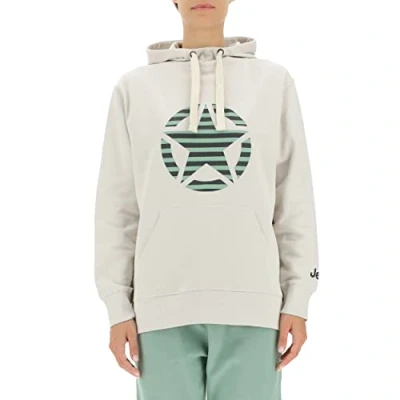 Image of JEEP O102608 J863 J WOMAN HOODED OVERSIZE SWEATSHIRT STAR Striped Print J22W Light Graystone L