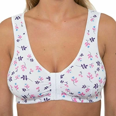 Image of Undercover Cotton Front Fastening Bra CB222 White Floral 36