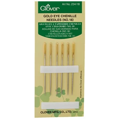Image of Clover 234/18 Gold Eye Chenille Needles No. 18
