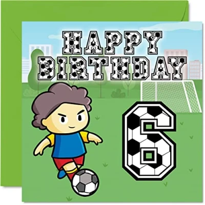 Image of 6th Birthday Card Boy Football Fan Happy 6 Year Old Boy, Boys Cards for Him, 145mm x Greeting Son, Brother, Grandson, Nephew, Cousin, Sixth