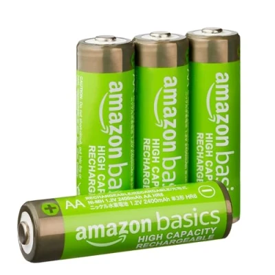 Image of Amazon Basics AA High Capacity Rechargeable Batteries, NiMh, Pre charged 4 Pack (Appearance may vary)